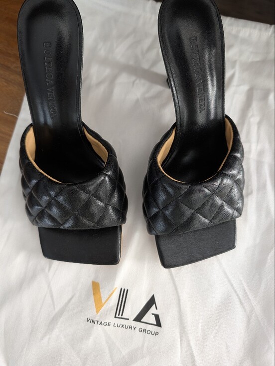 Bottega Veneta Shoes - Bottega Veneta Black Quilted Slide Mules Size 40